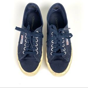 Superga Navy Blue Lace Up Low Top Casual Fashion Sneakers 39